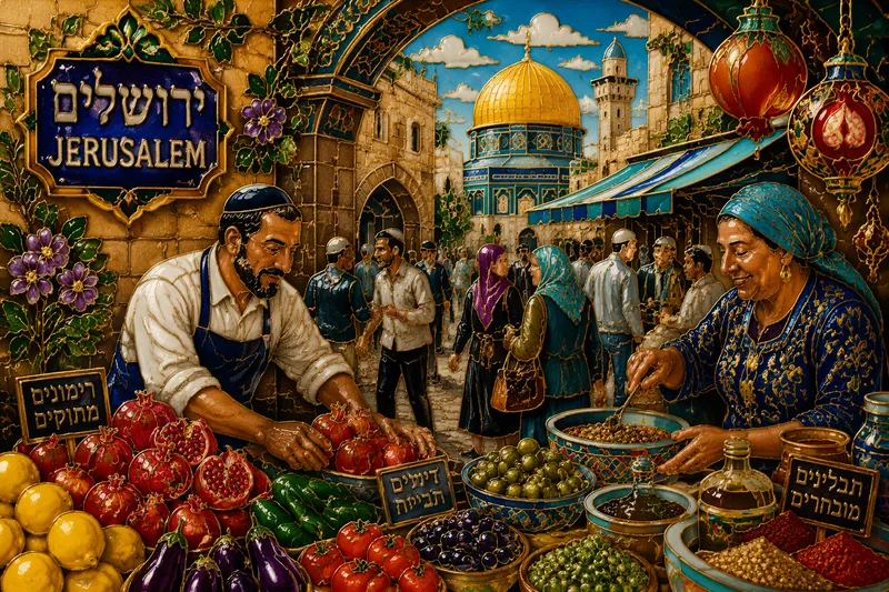 Vilkas toritunnelma Jerusalemin markkinapaikalla Vilkas toritunnelma Jerusalemin markkinapaikalla