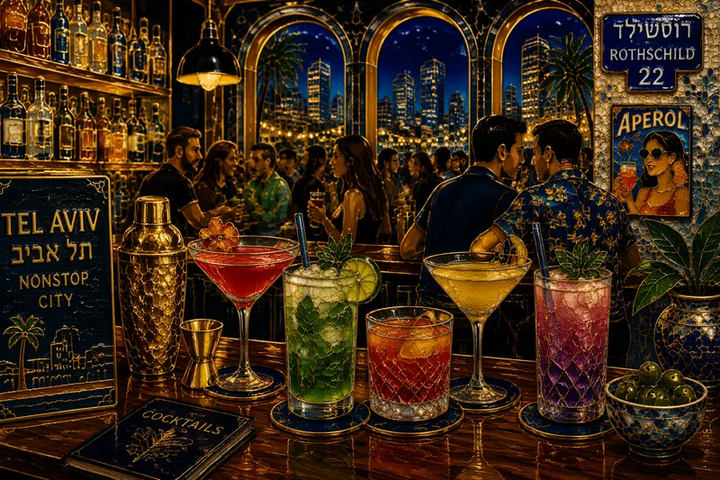Tyylikäs cocktailbaari Tel Avivin illassa Tyylikäs cocktailbaari Tel Avivin illassa