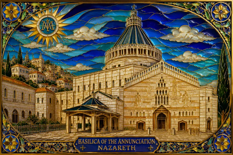 Ilmoituksen basilika Nazaretin kaupungin keskustassa Ilmoituksen basilika Nazaretin kaupungin keskustassa