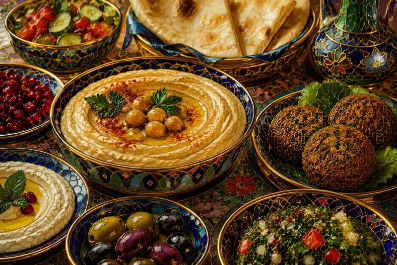 Välimerellisiä meze-annoksia tarjolla ravintolassa Välimerellisiä meze-annoksia tarjolla ravintolassa