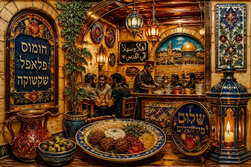 Ravintolan kodikas tunnelma Jerusalemissa Ravintolan kodikas tunnelma Jerusalemissa