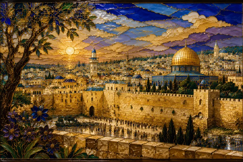 Jerusalemin historiallinen kaupunkinäkymä aurinkoisena päivänä Jerusalemin historiallinen kaupunkinäkymä aurinkoisena päivänä