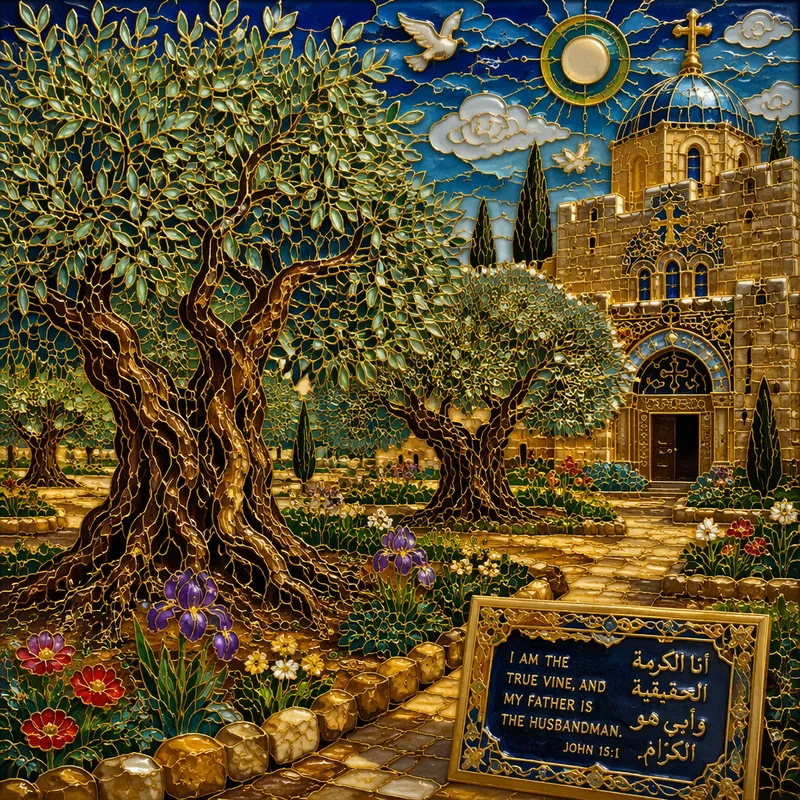 Oliivipuita historiallisessa puutarhassa Jerusalemissa Oliivipuita historiallisessa puutarhassa Jerusalemissa
