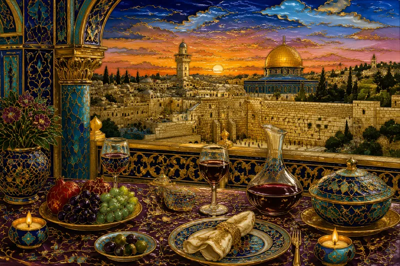Illallisterassi näkymällä Jerusalemiin Illallisterassi näkymällä Jerusalemiin