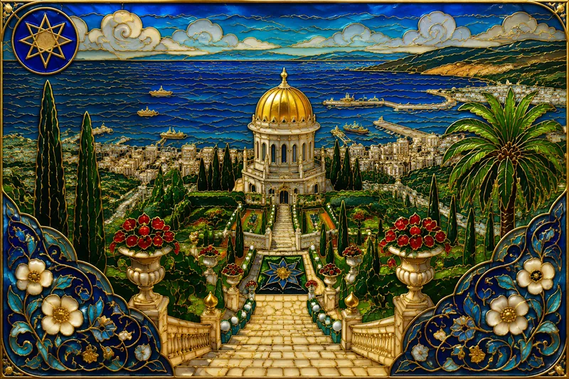 Bahá'í-puutarhat ja näkymät Haifan lahdelle Bahá'í-puutarhat ja näkymät Haifan lahdelle