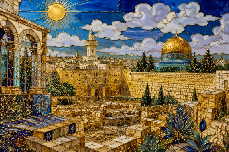 Muinaisia kiviraunioita ja historiallisia muureja Jerusalemissa