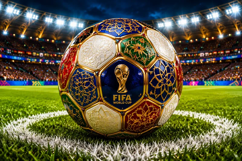 Jalkapallopallo vihreällä nurmikentällä stadionin valoissa