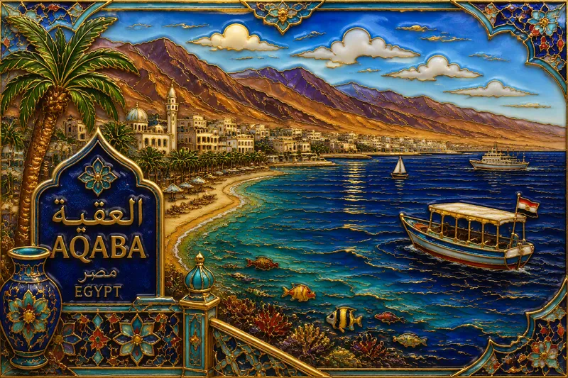Aqabin rannikko Punaisen meren rannalla Egyptissä Aqabin rannikko Punaisen meren rannalla Egyptissä