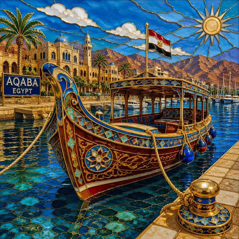 Perinteinen vene Akabin rannalla Egyptissä Perinteinen vene Akabin rannalla Egyptissä